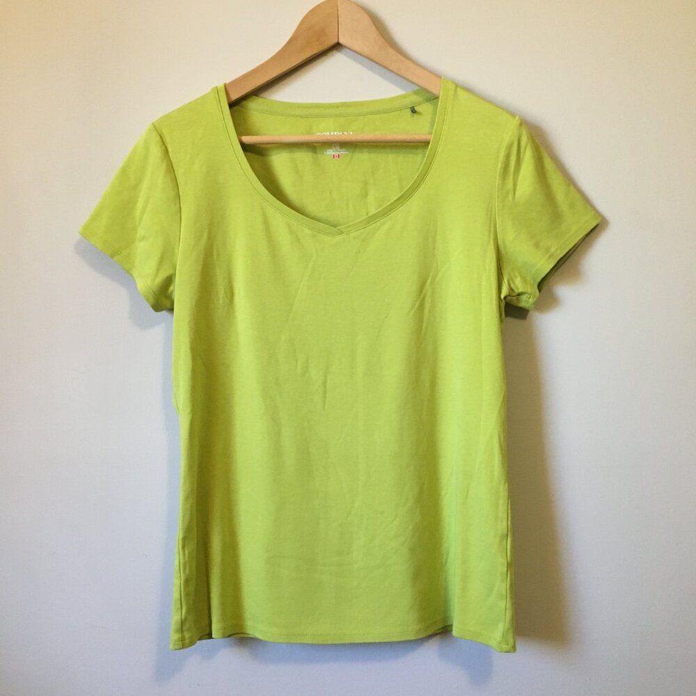 Made in Canada Ellen Tracy Pima Cotton Lush Lime Green Tee Large